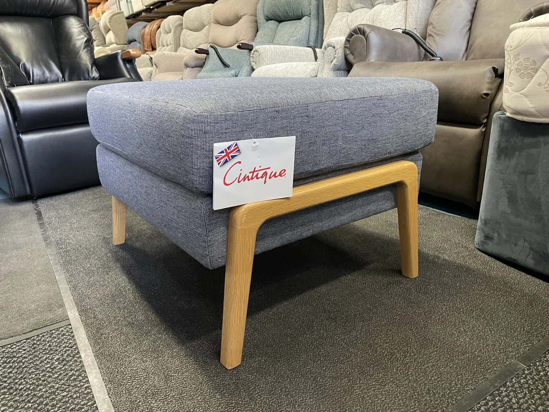 Cintique Scarlett Footstool in Tone Blue