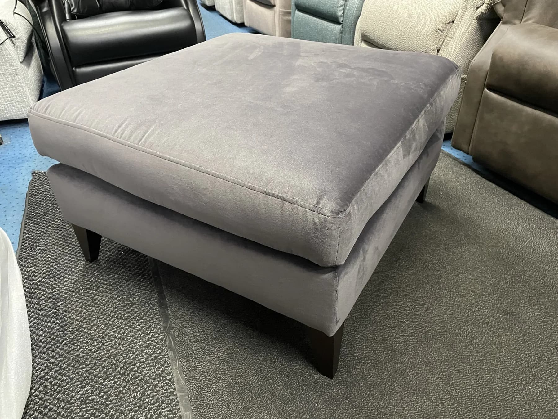 The Lounge Co. Footstool in Damson Jam Soft Velvet