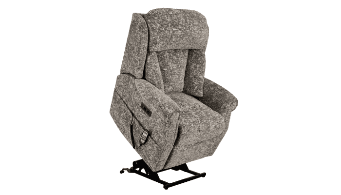 Manufacturer illustration of an Ashfield chair in a raised position; upholstery and configuration may differ from this stocked chair.