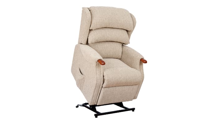 Manufacturer illustration of a Westbury chair in a raised position; upholstery and configuration may differ from this stocked chair.