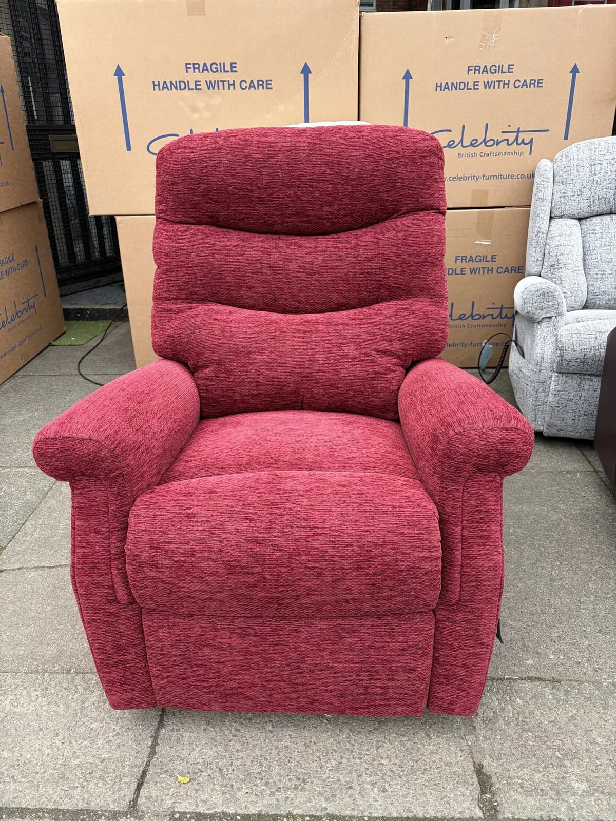 Celebrity Hollingwell CLOUD ZERO Standard Size Triple Motor Riser Recliner Chair with Adjustable Headrest and Adjustable Lumbar Support in Buckley Claret. — photograph 1