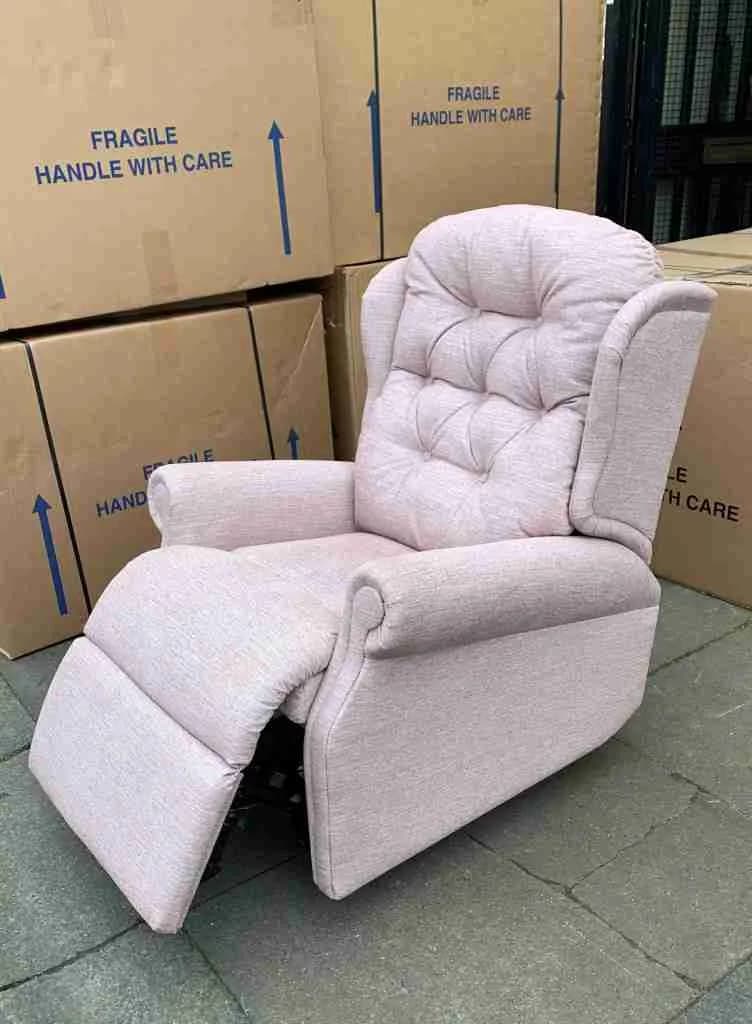 Woburn Petite Size Dual Motor Recliner in Atlas Rose — photograph 1