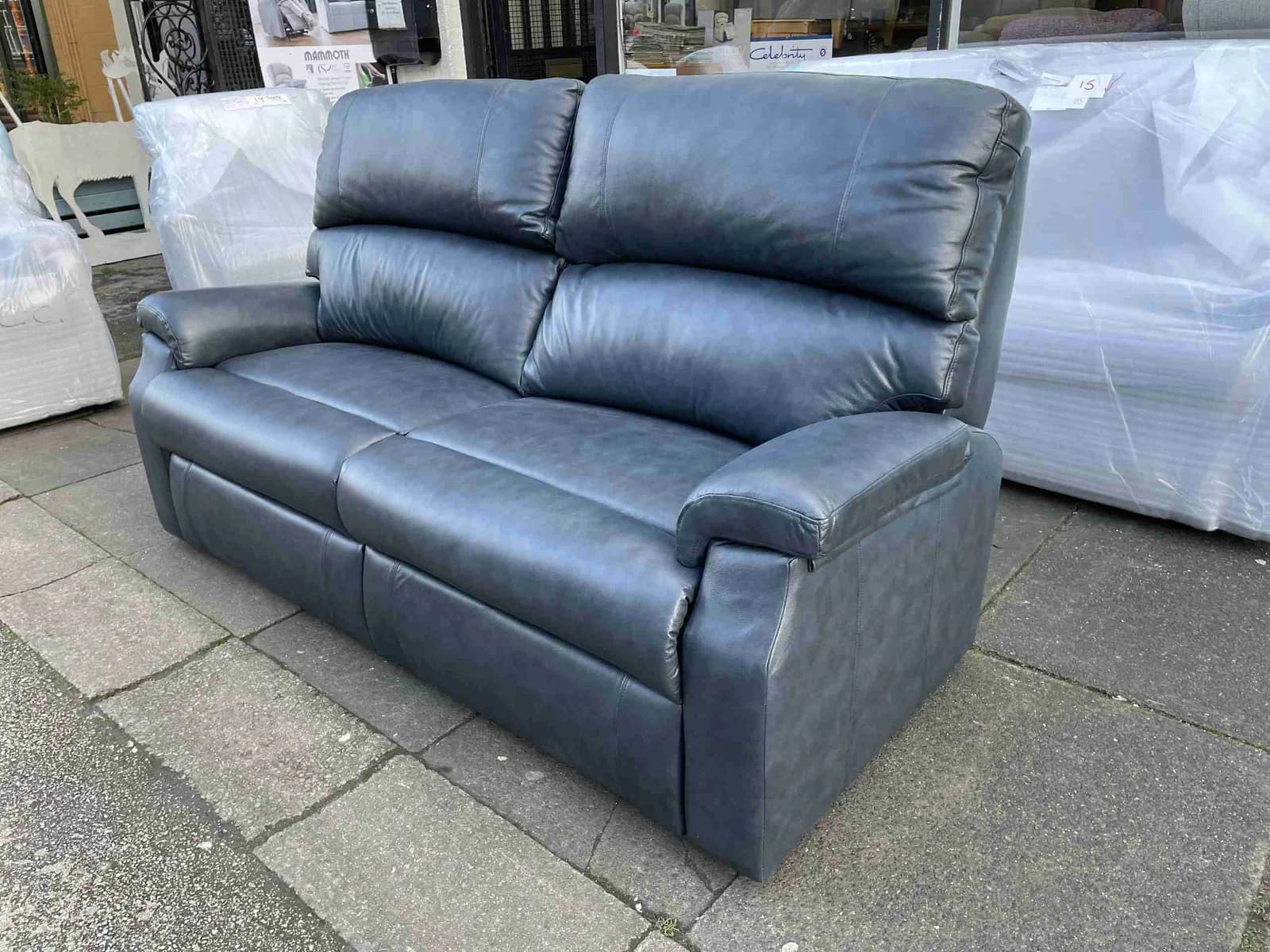 Celebrity Newstead Fixed 3str Settee in Salento Blue Leather — photograph 1