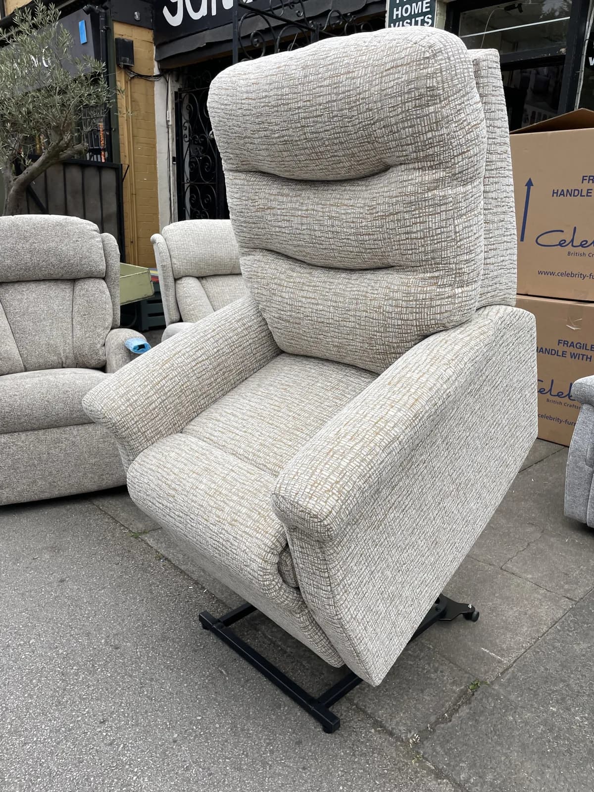 Celebrity Hollingwell Standard Size Dual Motor Riser Recliner Chair with Adjustable Headrest and Adjustable Lumbar Support in Esker Sand — photograph 1
