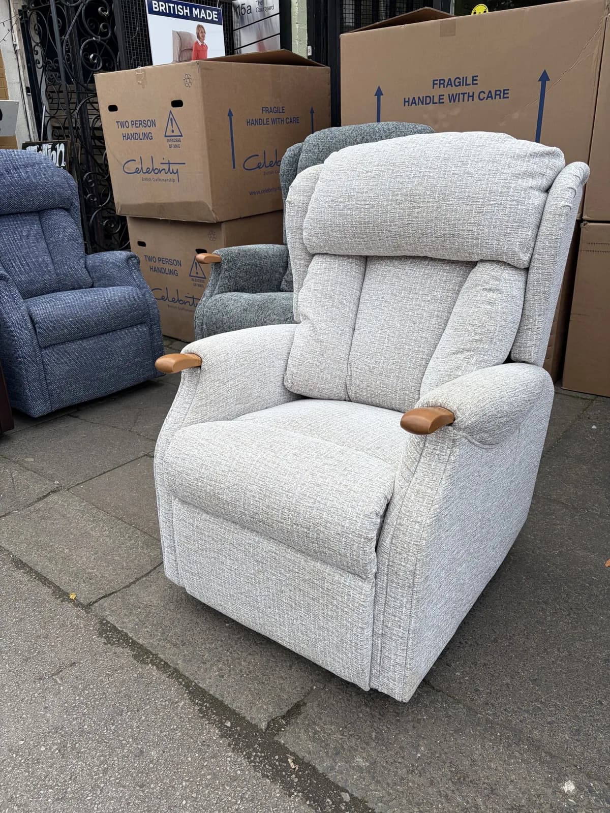 Celebrity Canterbury Standard Size Cloud Zero Triple Motor Riser Recliner in Byron Cappucino — photograph 1