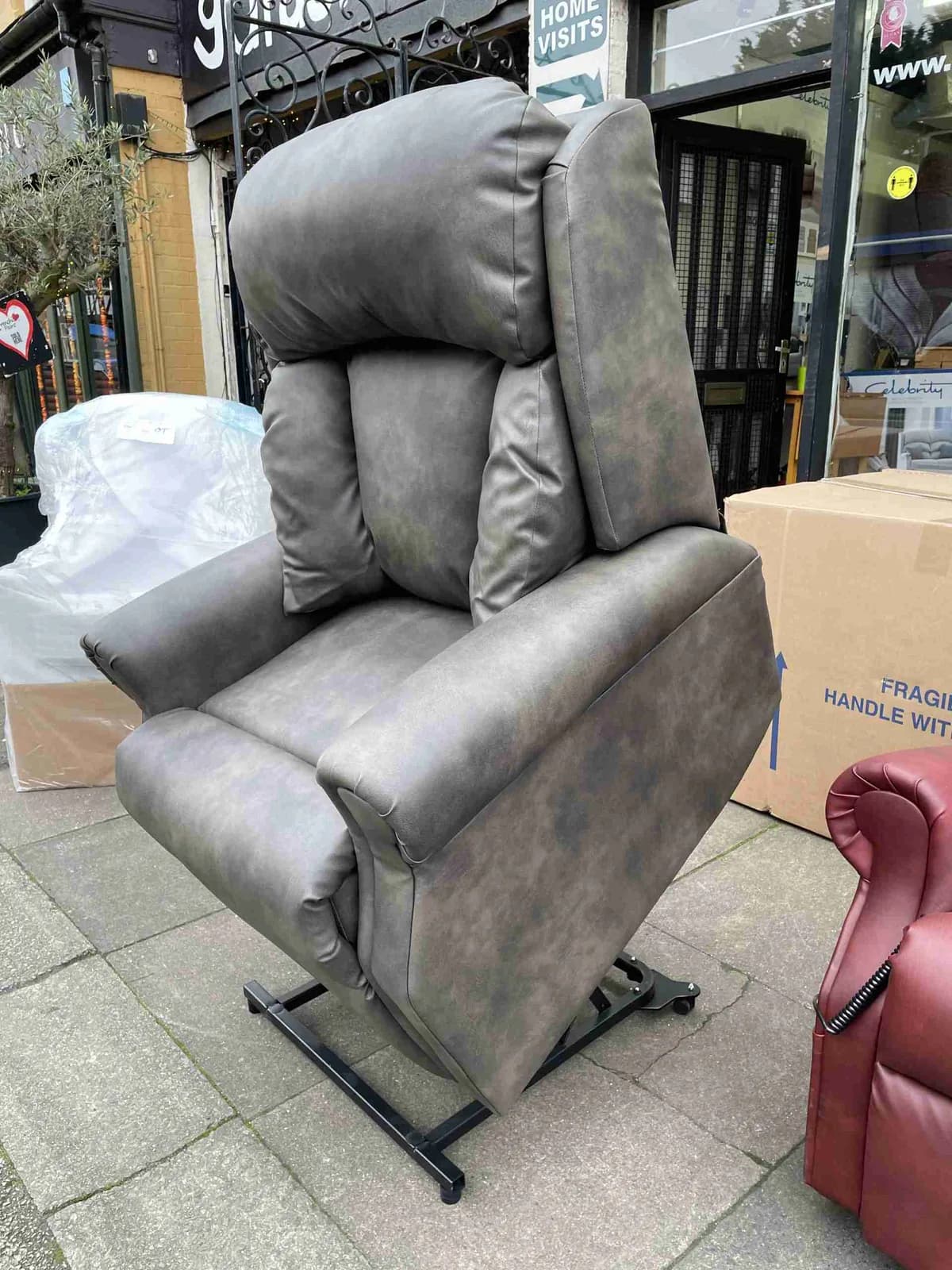 Willow Lateral Support Dual Motor Riser in Water Proof Upholstery Oxford Grey — photograph 1