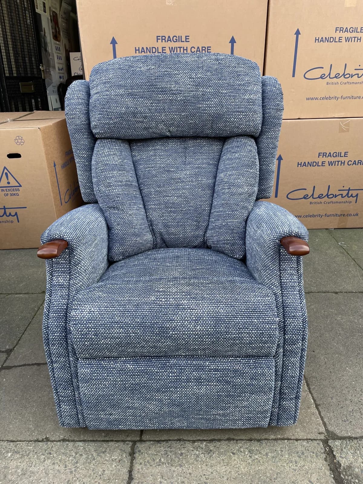 Celebrity Canterbury Large Size Cloud Zero Triple Motor Riser Recliner in Elgin Midnight with Adjustable Headrest — photograph 1