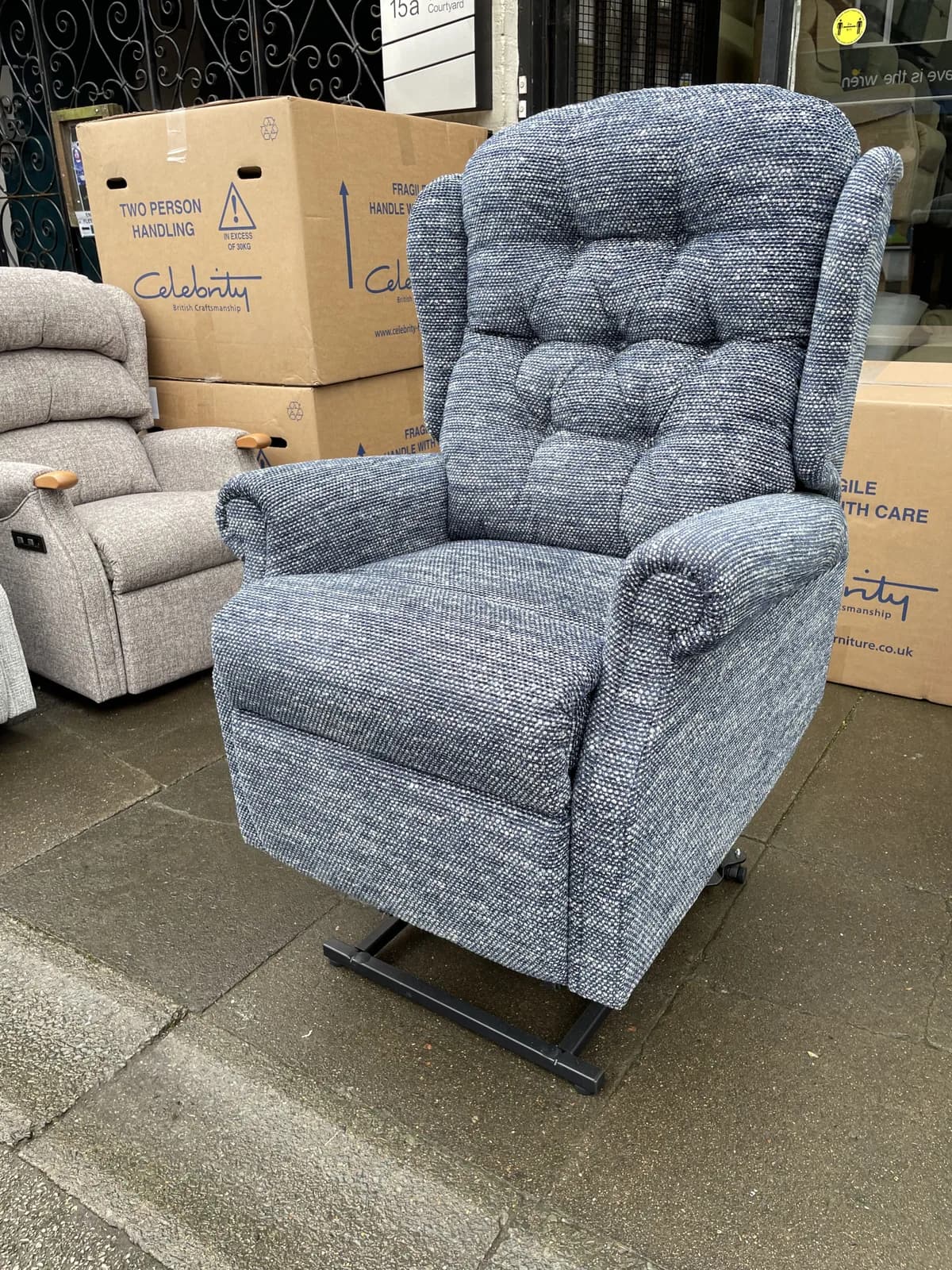 Celebrity Woburn Triple Motor CLOUD Riser Recliner with Adjustable Headrest in Elgin Midnight — photograph 1