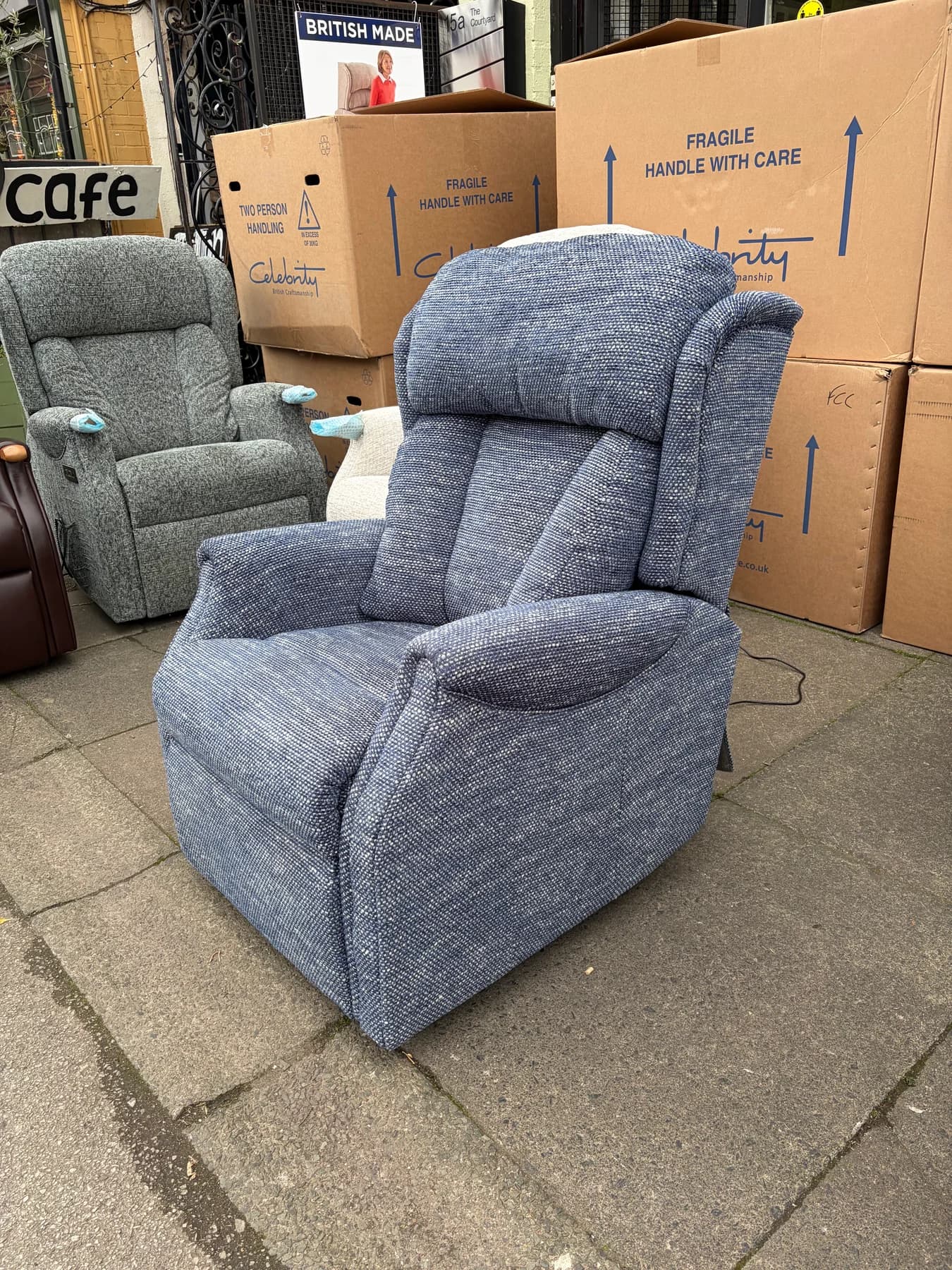 Canterbury Standard Cloud Zero chair in Elgin Midnight fabric, upright front view