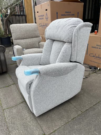 Canterbury Standard dual-motor chair in grey marl fabric, upright front view