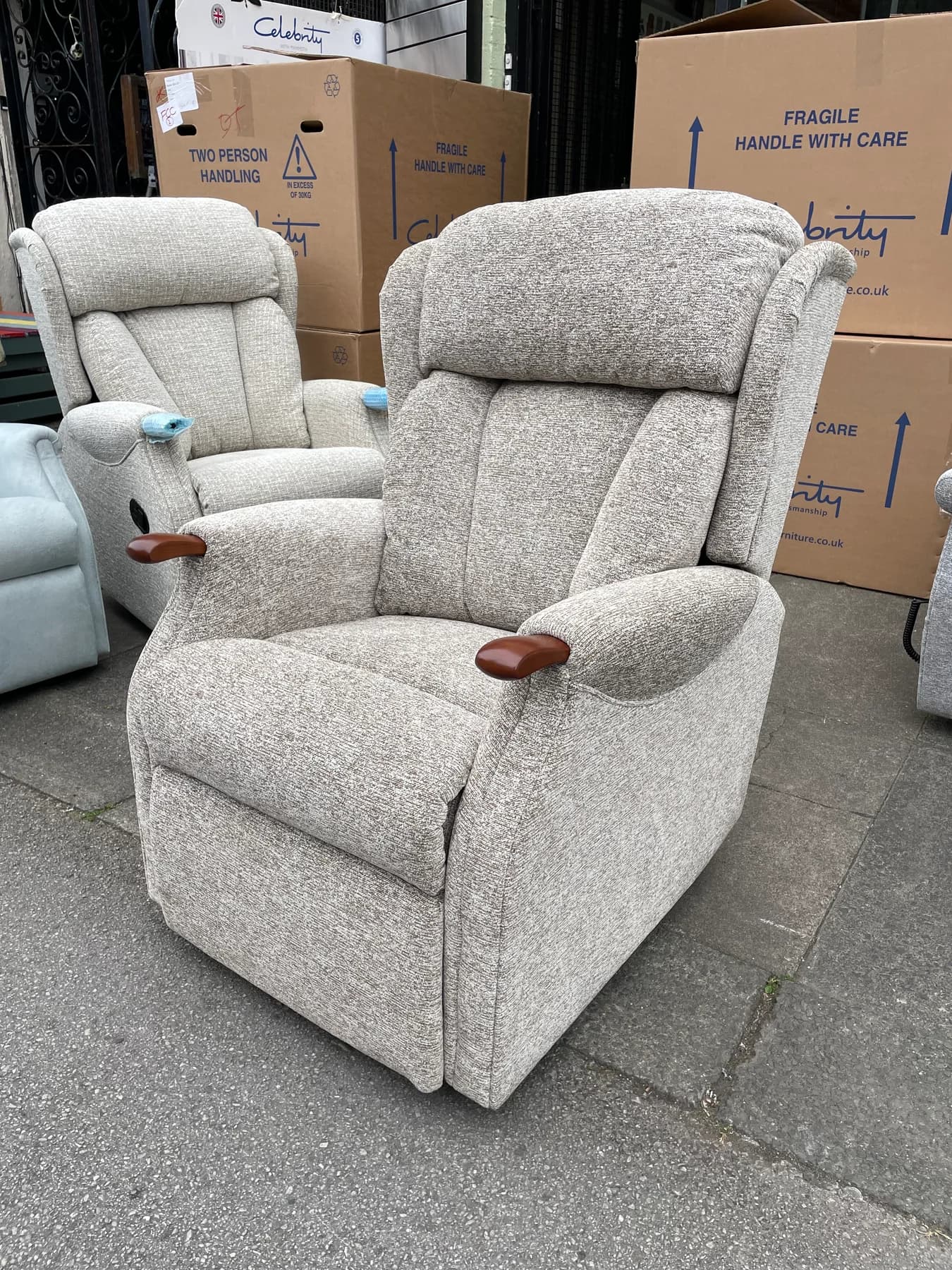 Canterbury Standard manual recliner in light marl fabric, upright front view