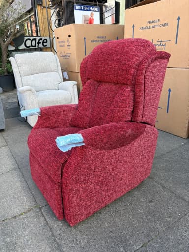 Canterbury Standard single-motor chair in Filey Ruby fabric, upright front view