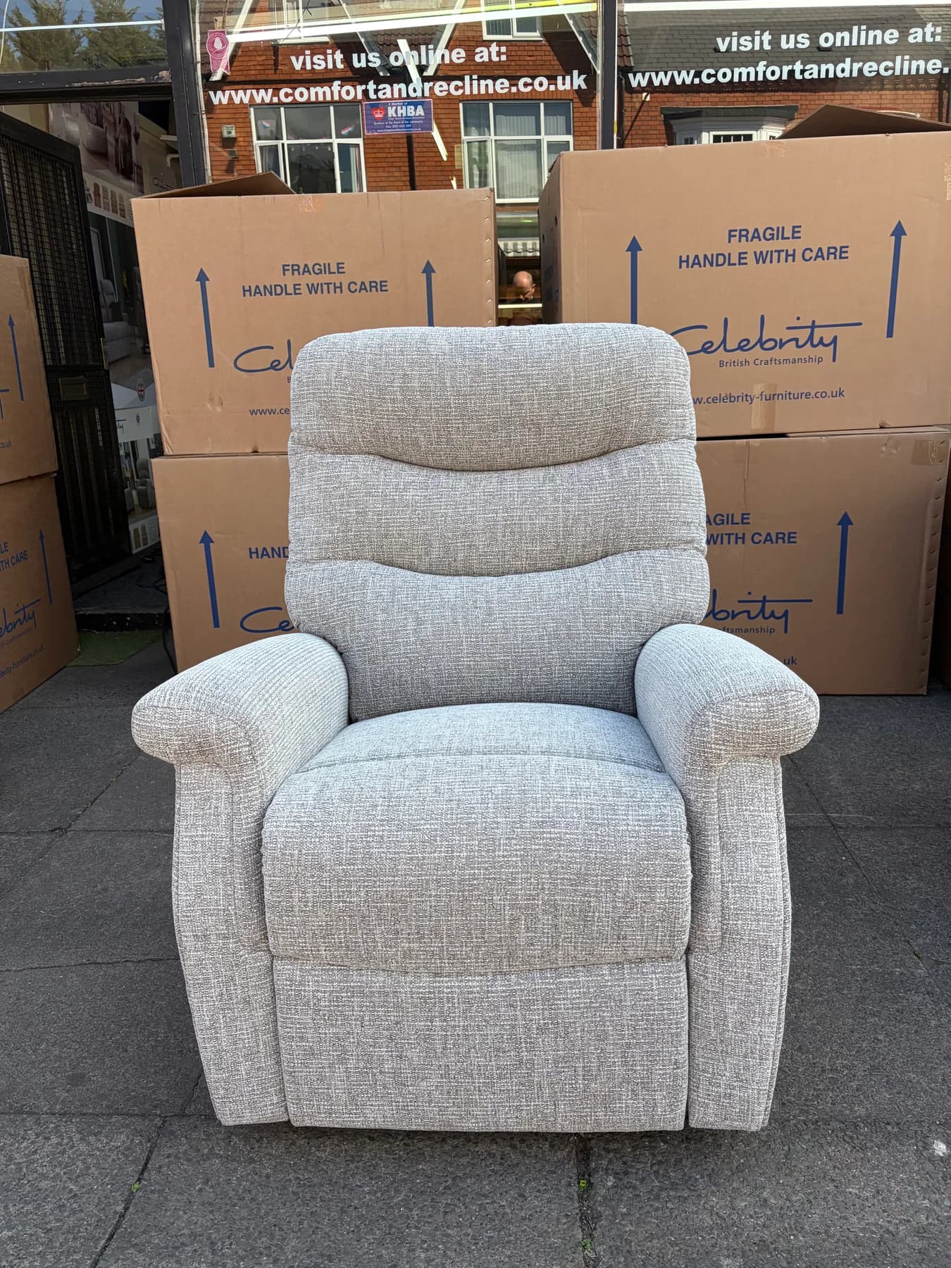 Hollingwell Large Cloud Zero chair in Eden Silver fabric, upright front view