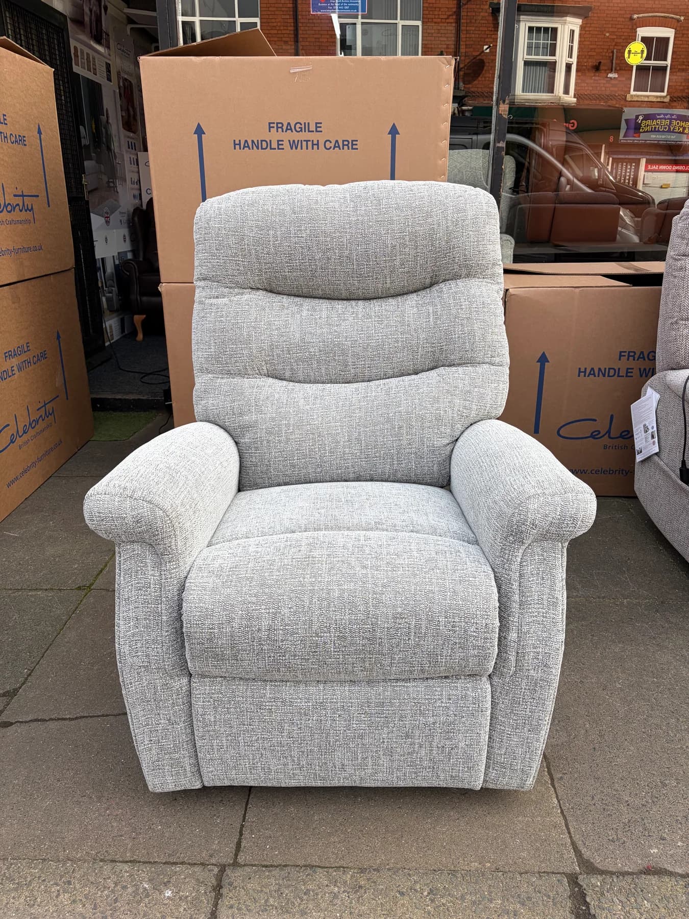 Hollingwell Large dual-motor chair in Eden Silver fabric, upright front view