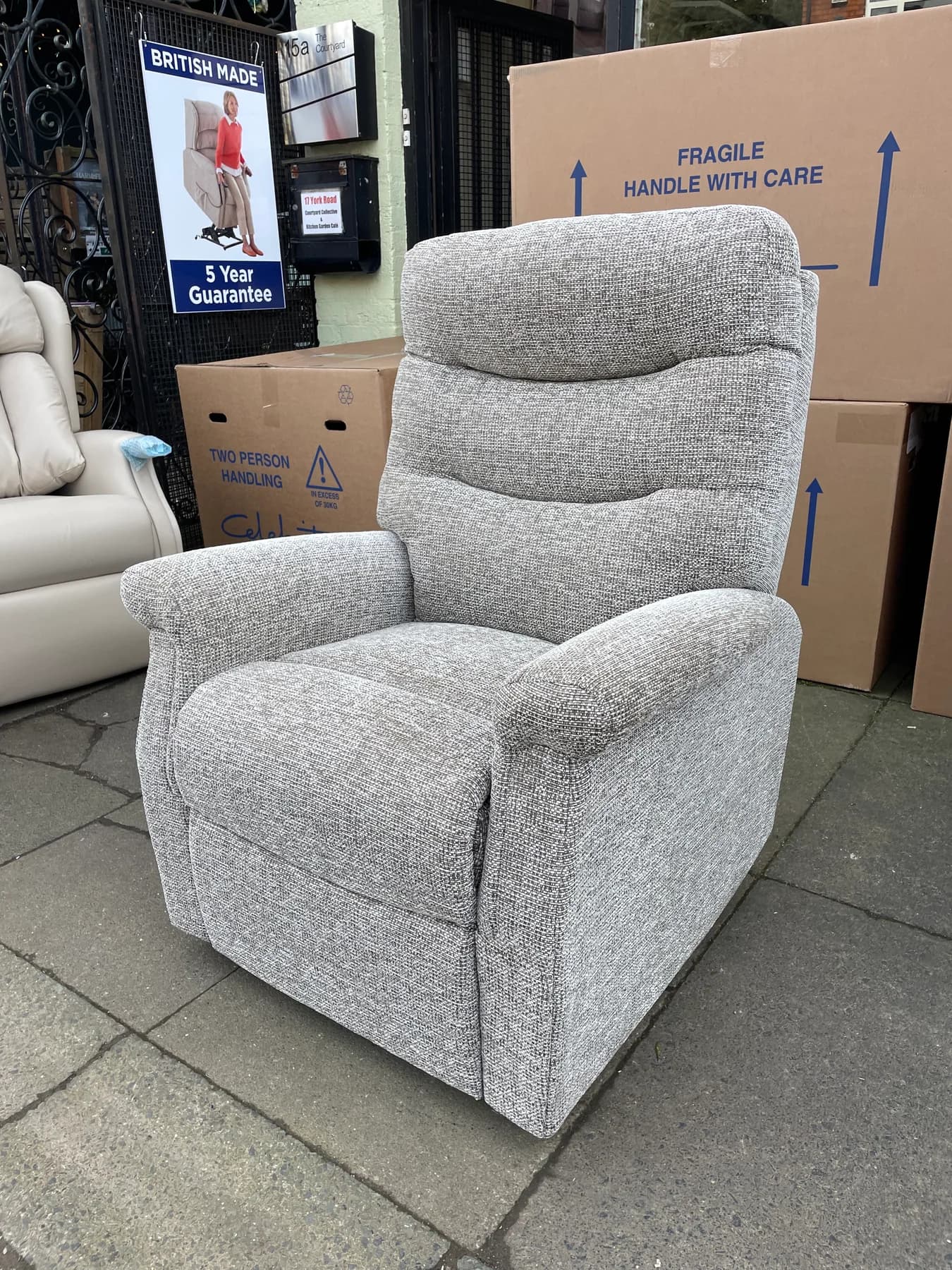 Hollingwell Large dual-motor chair with adjustable headrest, upright front view