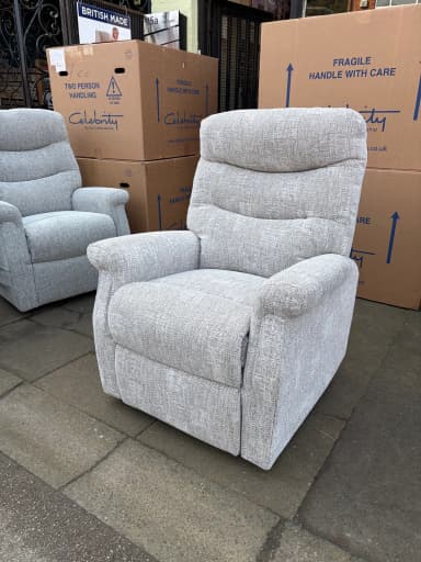 Hollingwell Large dual-motor chair in Montage Pebble fabric, upright front view