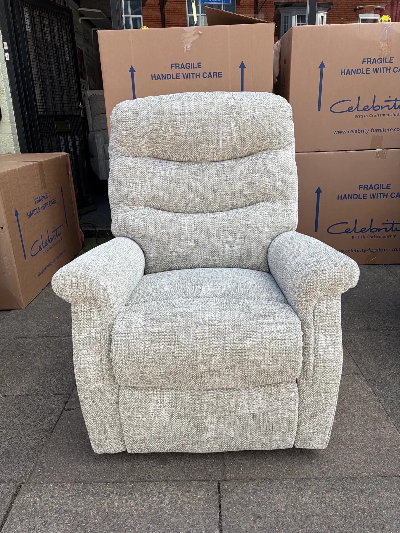 Hollingwell Large dual-motor chair in Montage Sage fabric, upright front view