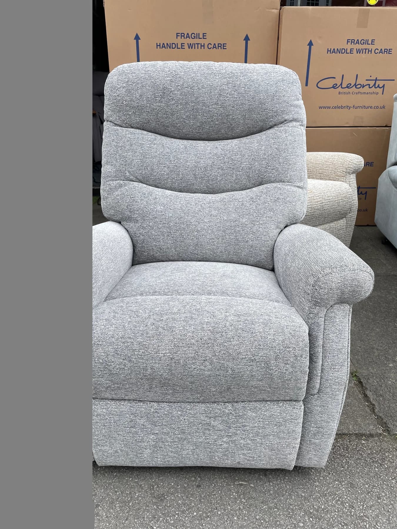 Hollingwell Petite dual-motor chair in Iona Slate fabric, front view