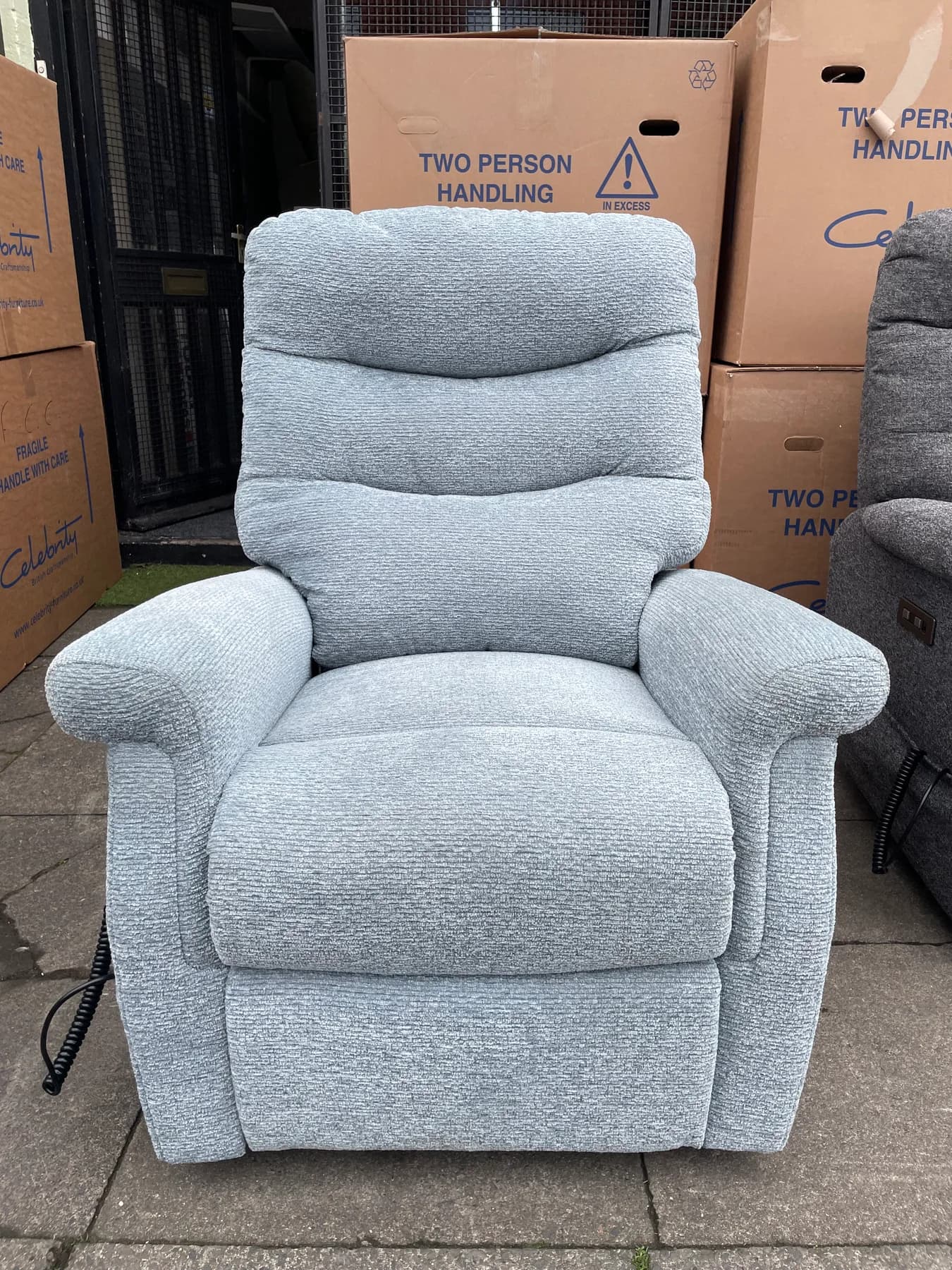 Hollingwell Standard Cloud Zero chair in Atlanta Aqua fabric, upright front view