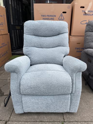 Hollingwell Standard Cloud Zero chair in Atlanta Aqua fabric, upright front view