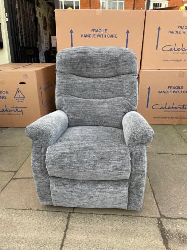 Hollingwell Standard dual-motor chair in Dune Fossil fabric, upright front view