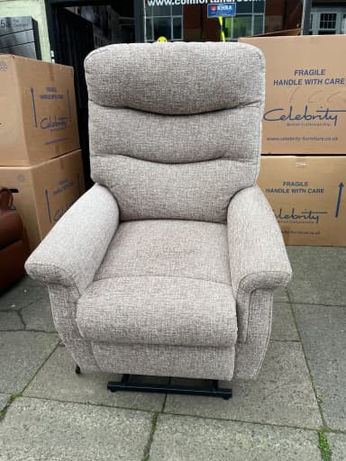 Hollingwell Standard dual-motor chair in Filey Natural fabric, upright front view