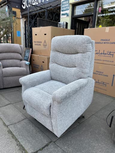 Hollingwell Standard dual-motor chair in Majestic Flint fabric, upright front view