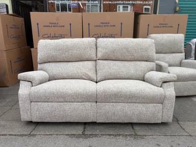 Newstead three-seater electric reclining settee in Alpine Granite, upright front view