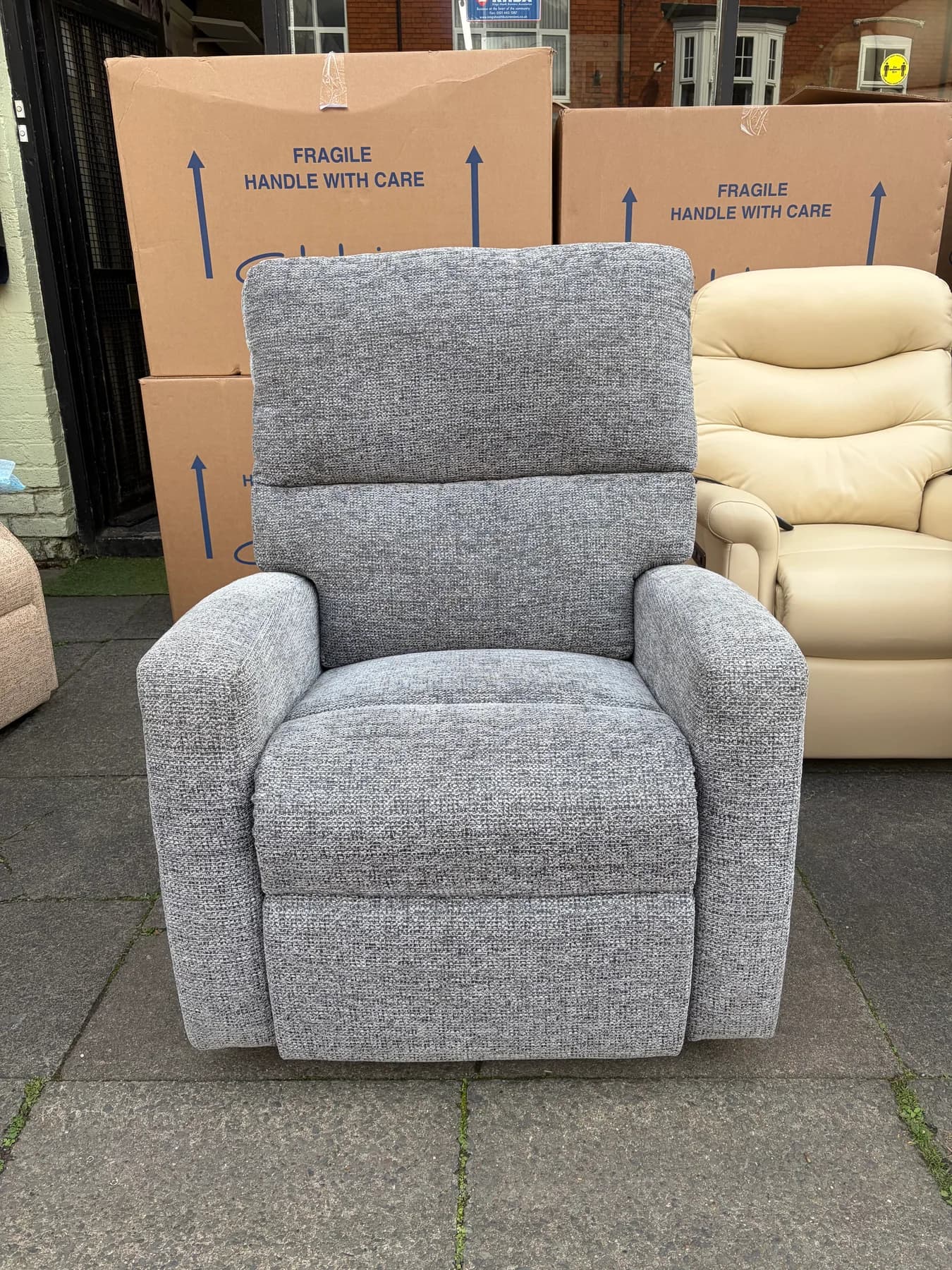 Southwell Large Cloud Zero riser recliner in Hessian Steel, upright front view