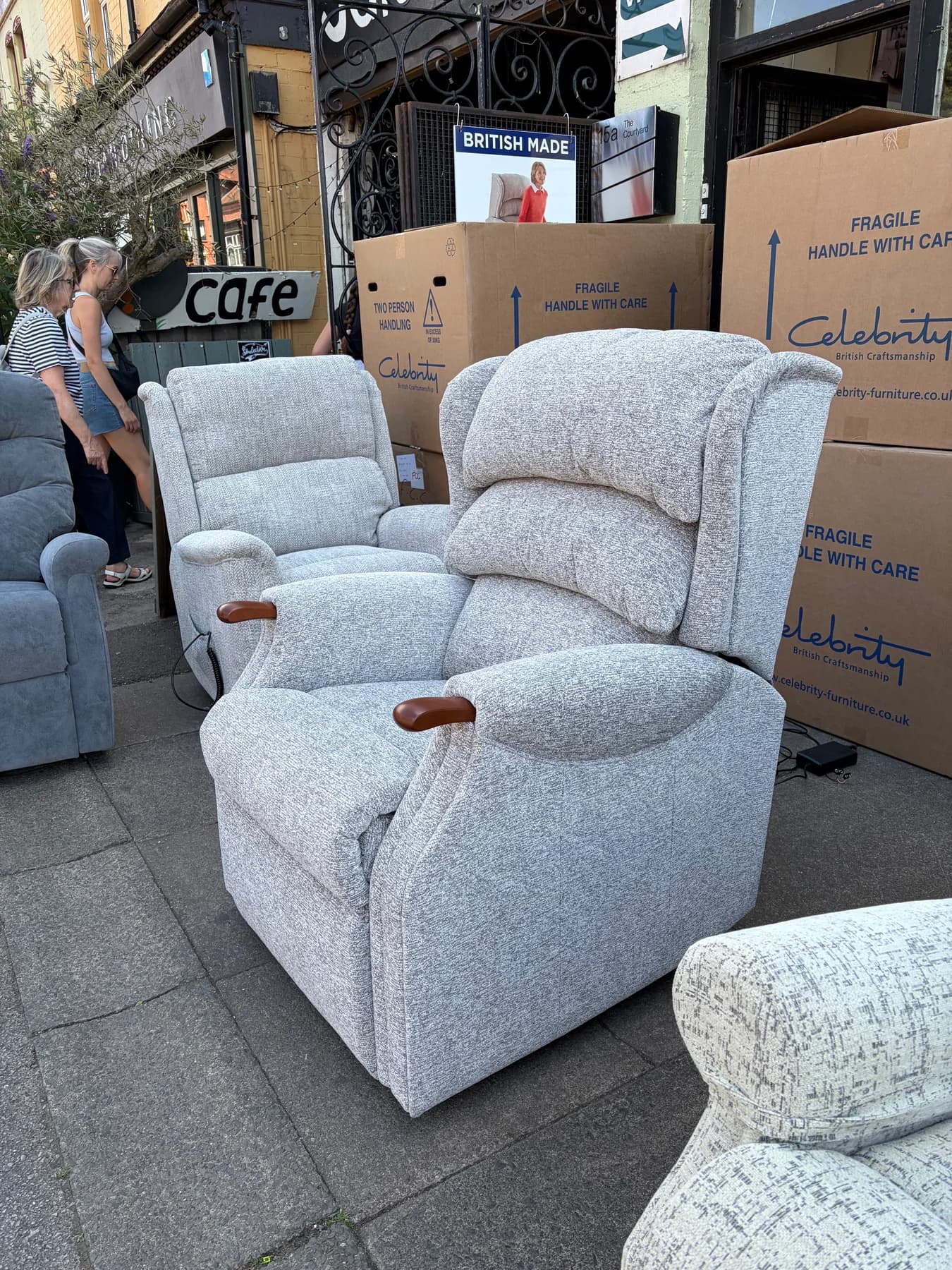 Westbury Large Cloud Zero chair in Iona Haze fabric, upright front view