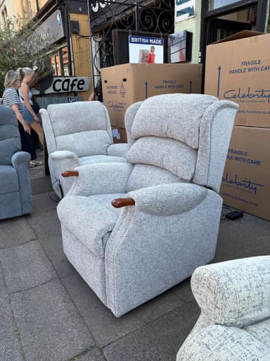 Westbury Large Cloud Zero chair in Iona Haze fabric, upright front view