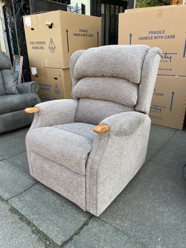 Westbury Large dual-motor chair in fawn marl fabric, upright front view