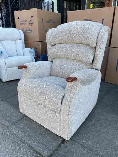 Westbury Large dual-motor chair in cream marl fabric, upright front view