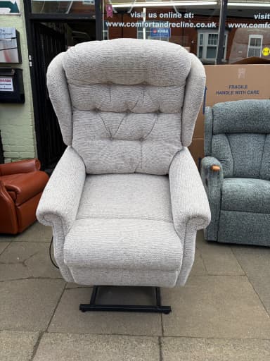 Woburn Standard dual-motor chair in Elgin Oyster fabric, front view