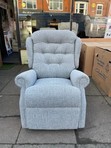 Woburn Standard manual recliner in Eden Aqua fabric, upright front view