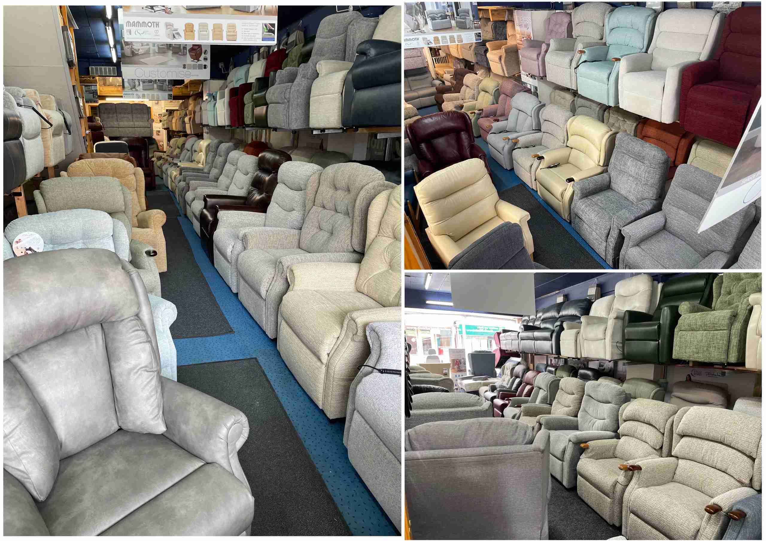 More views of the chairs and displays inside Comfort & Recline’s Kings Heath shop