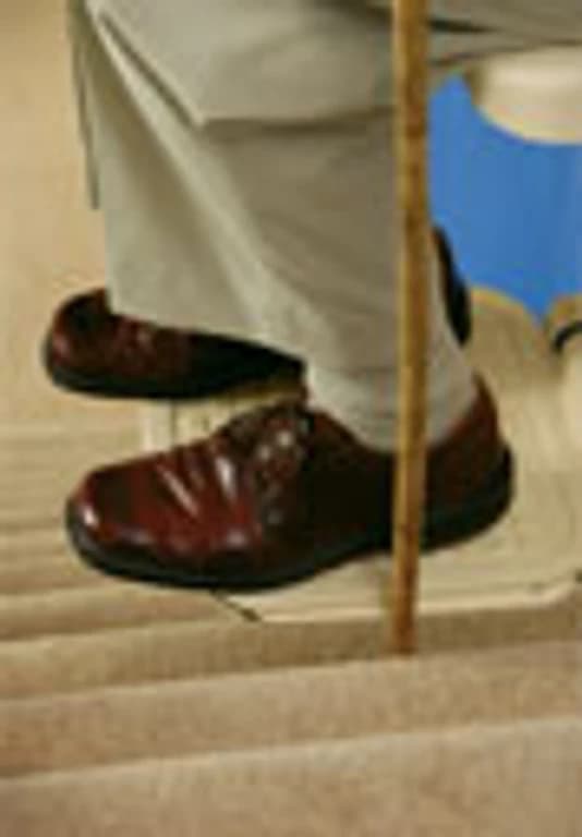 Brooks stairlift footrest close to an obstruction on the stairs