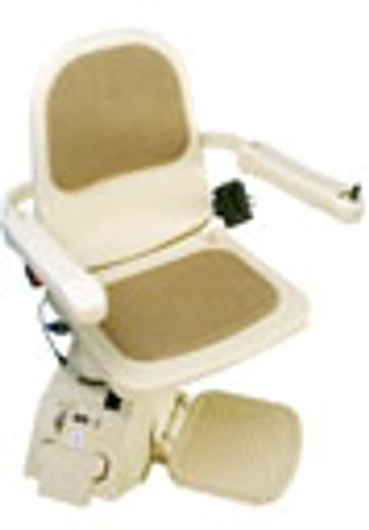 Brooks stairlift with its seat swivelled towards the landing